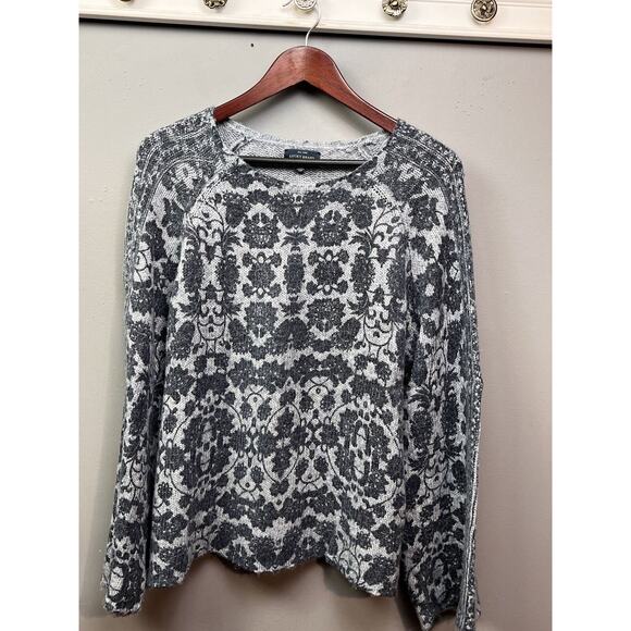 Lucky Brand Sweaters - Lucky Brand Sweater‎ Womens Medium Blue Bell Sleeve Floral Wool blend Boho